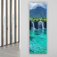 Lade das Bild in den Galerie-Viewer, Leinwandbild Naturparadies mit Wasserfall Kulisse Panorama Hoch