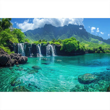 Lade das Bild in den Galerie-Viewer, Poster Naturparadies mit Wasserfall Kulisse Querformat