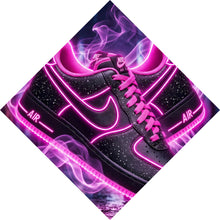 Lade das Bild in den Galerie-Viewer, Aluminiumbild gebürstet Neon Sneaker mit urbanem Flair Raute