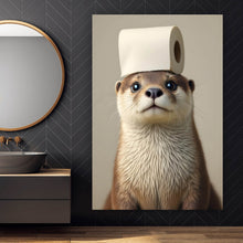 Lade das Bild in den Galerie-Viewer, Spannrahmenbild Niedlicher Otter mit Toilettenpapier Hochformat