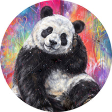 Lade das Bild in den Galerie-Viewer, Aluminiumbild gebürstet Niedlicher Panda Graffiti Kreis