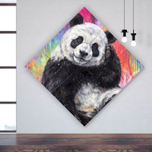 Lade das Bild in den Galerie-Viewer, Aluminiumbild gebürstet Niedlicher Panda Graffiti Raute