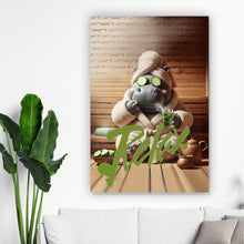 Lade das Bild in den Galerie-Viewer, Poster Nilpferd entspannt in der Sauna Digital Art Hochformat
