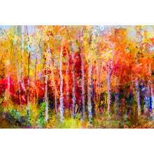 Lade das Bild in den Galerie-Viewer, Spannrahmenbild Gemälde Bunte Herbstlandschaft Querformat