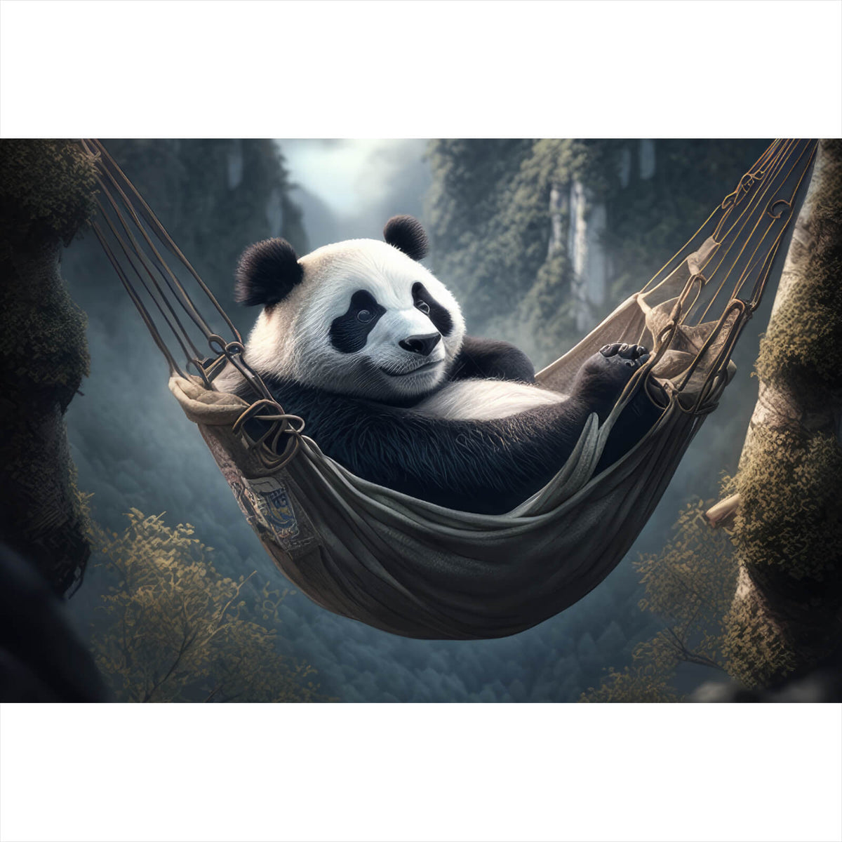 panda hängematte Aluminiumbild mit in mystischer Umgebung im Querformat, Aufhängefertig & Versandkostenfrei – Wandguru Spielzeugregale More volume from my Color:Solar Bronze / Red Chrome Best of all