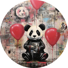 Lade das Bild in den Galerie-Viewer, Aluminiumbild gebürstet Panda mit Luftballons Graffiti Stil Kreis