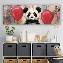 Lade das Bild in den Galerie-Viewer, Leinwandbild Panda mit Luftballons Graffiti Stil Panorama