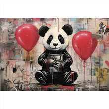 Lade das Bild in den Galerie-Viewer, Poster Panda mit Luftballons Graffiti Stil Querformat