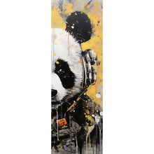 Lade das Bild in den Galerie-Viewer, Acrylglasbild Panda musikalisch mit Kopfhörern Panorama Hoch