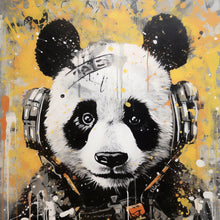 Lade das Bild in den Galerie-Viewer, Acrylglasbild Panda musikalisch mit Kopfhörern Quadrat