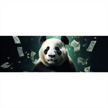 Lade das Bild in den Galerie-Viewer, Leinwandbild Panda schwimmt in Geldscheinen Panorama