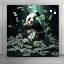 Lade das Bild in den Galerie-Viewer, Spannrahmenbild Panda schwimmt in Geldscheinen Quadrat