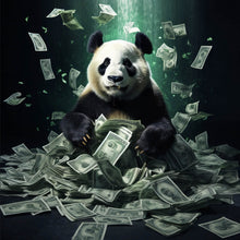 Lade das Bild in den Galerie-Viewer, Spannrahmenbild Panda schwimmt in Geldscheinen Quadrat