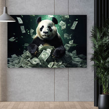 Lade das Bild in den Galerie-Viewer, Poster Panda schwimmt in Geldscheinen Querformat