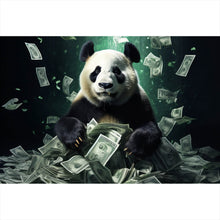 Lade das Bild in den Galerie-Viewer, Poster Panda schwimmt in Geldscheinen Querformat