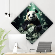 Lade das Bild in den Galerie-Viewer, Spannrahmenbild Panda schwimmt in Geldscheinen Raute