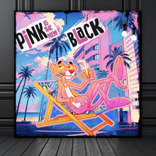 Lade das Bild in den Galerie-Viewer, Leinwandbild Panther in tropischem Strandflair Pop Art Quadrat