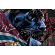 Lade das Bild in den Galerie-Viewer, Leinwandbild Panther und Fische modern Querformat
