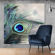 Lade das Bild in den Galerie-Viewer, Acrylglasbild Pfau Feder Quadrat