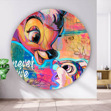 Lade das Bild in den Galerie-Viewer, Aluminiumbild gebürstet Pop Art Bamby mit Hase Kreis