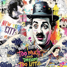 Lade das Bild in den Galerie-Viewer, Aluminiumbild Pop Art Collage mit ikonischen Figuren und lebendigen Farben Quadrat