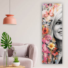 Lade das Bild in den Galerie-Viewer, Aluminiumbild Pop Art Collage mit Schmetterlingen Panorama Hoch