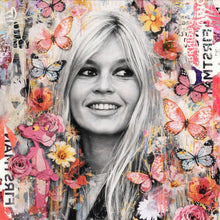 Lade das Bild in den Galerie-Viewer, Aluminiumbild Pop Art Collage mit Schmetterlingen Quadrat