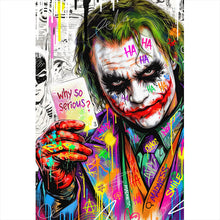 Lade das Bild in den Galerie-Viewer, Leinwandbild Pop Art Joker mit Karte Hochformat