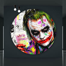 Lade das Bild in den Galerie-Viewer, Aluminiumbild gebürstet Pop Art Joker mit Karte Kreis