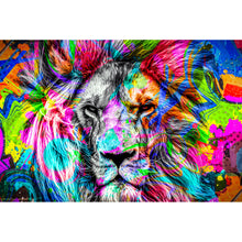 Lade das Bild in den Galerie-Viewer, Leinwandbild Pop Art Löwe Querformat