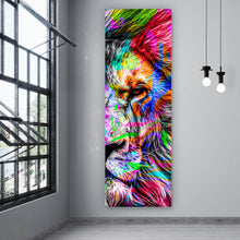 Lade das Bild in den Galerie-Viewer, Aluminiumbild gebürstet Pop Art Löwe Panorama Hoch