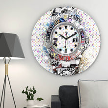 Lade das Bild in den Galerie-Viewer, Aluminiumbild gebürstet Pop Art Uhr Bling Kreis
