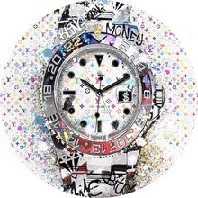 Lade das Bild in den Galerie-Viewer, Aluminiumbild gebürstet Pop Art Uhr Bling Kreis