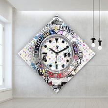 Lade das Bild in den Galerie-Viewer, Aluminiumbild Pop Art Uhr Bling Raute