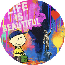 Lade das Bild in den Galerie-Viewer, Aluminiumbild gebürstet Pop Art Wandbild mit inspirierendem Zitat Kreis