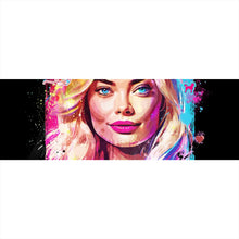 Lade das Bild in den Galerie-Viewer, Acrylglasbild Porträt einer blonden Frau mit urbanen Graffiti Elementen Panorama