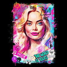 Lade das Bild in den Galerie-Viewer, Poster Porträt einer blonden Frau mit urbanen Graffiti Elementen Quadrat