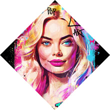 Lade das Bild in den Galerie-Viewer, Spannrahmenbild Porträt einer blonden Frau mit urbanen Graffiti Elementen Raute