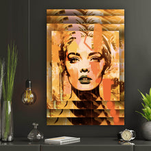 Lade das Bild in den Galerie-Viewer, Acrylglasbild Porträt einer Frau in abstrakter Form Hochformat