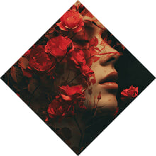 Lade das Bild in den Galerie-Viewer, Acrylglasbild Porträt einer Frau umgeben von Blumen Raute