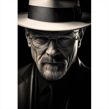Lade das Bild in den Galerie-Viewer, Acrylglasbild Porträt eines Mannes mit Hut und Brille Hochformat