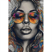 Lade das Bild in den Galerie-Viewer, Leinwandbild Portrait einer Frau im Boho Stil Hochformat