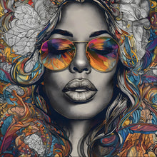 Lade das Bild in den Galerie-Viewer, Leinwandbild Portrait einer Frau im Boho Stil Quadrat