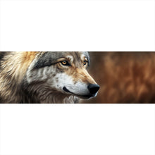 Lade das Bild in den Galerie-Viewer, Aluminiumbild Portrait eines ausdrucksstarken Wolfes Panorama