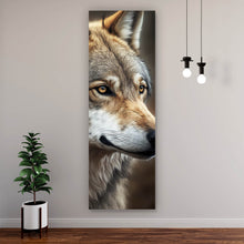 Lade das Bild in den Galerie-Viewer, Aluminiumbild Portrait eines ausdrucksstarken Wolfes Panorama Hoch