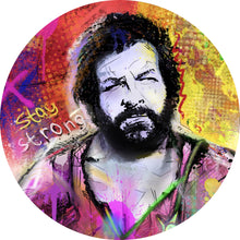 Lade das Bild in den Galerie-Viewer, Aluminiumbild Portrait Schauspieler in Graffiti Optik Kreis