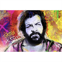 Lade das Bild in den Galerie-Viewer, Aluminiumbild Portrait Schauspieler in Graffiti Optik Querformat