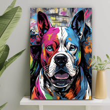 Lade das Bild in den Galerie-Viewer, Acrylglasbild Portrait von drei Hunden Pop Art Hochformat