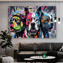Lade das Bild in den Galerie-Viewer, Poster Portrait von drei Hunden Pop Art Querformat