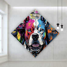 Lade das Bild in den Galerie-Viewer, Poster Portrait von drei Hunden Pop Art Raute